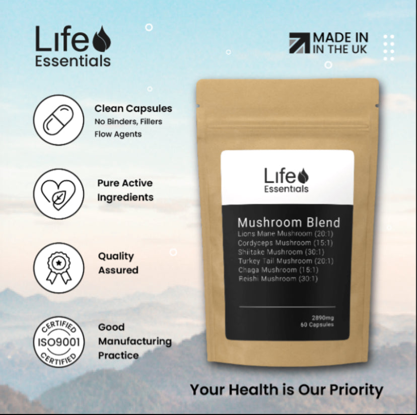 Mushroom Blend Capsules – 60 Caps- 6 Medicinal Mushrooms