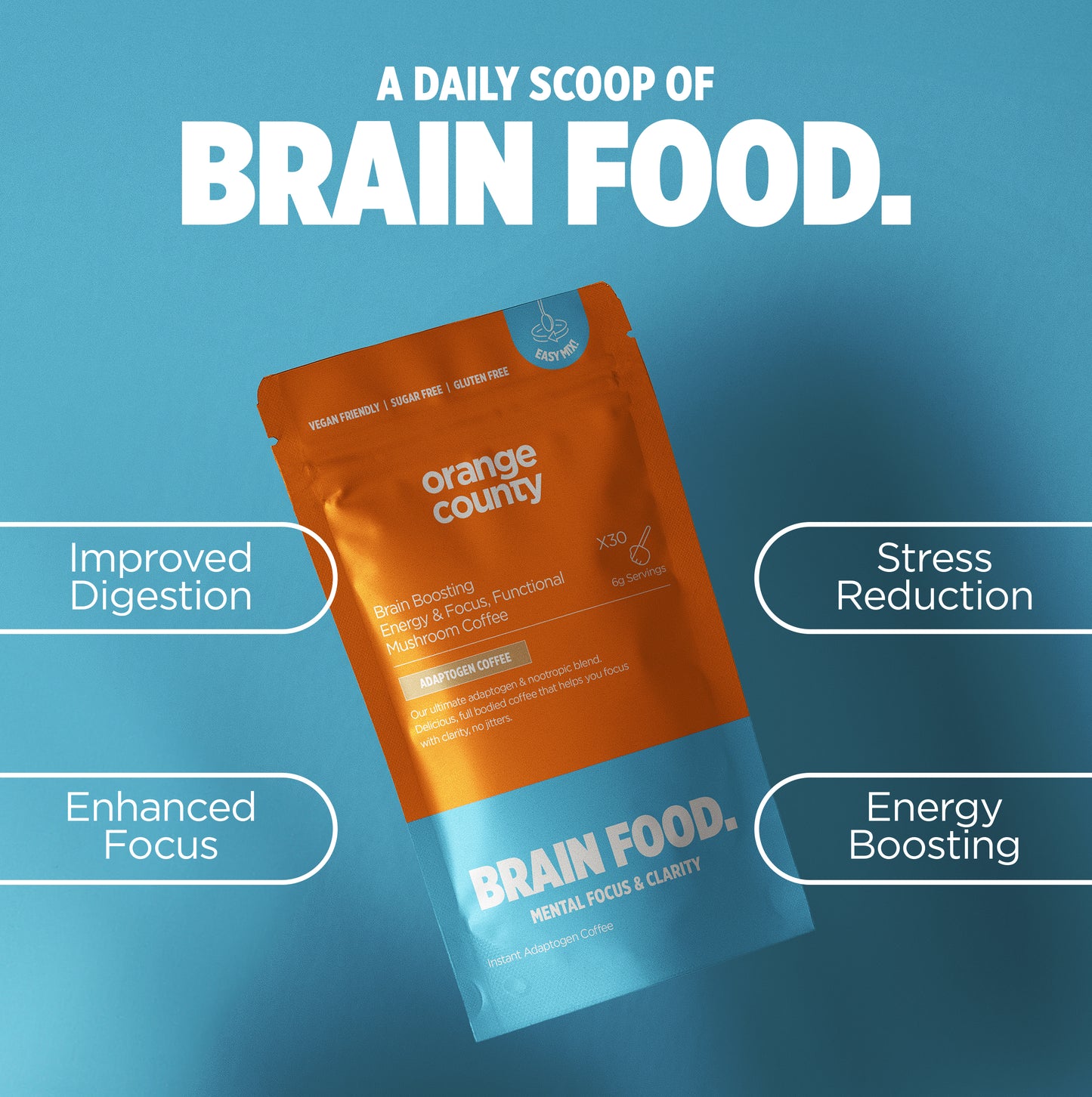 Orange County (Sample Size) Calm & Unwind Adaptogen BRAIN FOOD. Mushroom Drink | Chocolate Flavoured