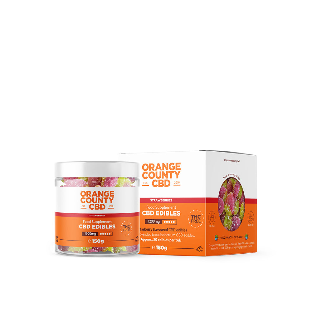 Orange County CBD Gummy Strawberries 1200mg (small tub)