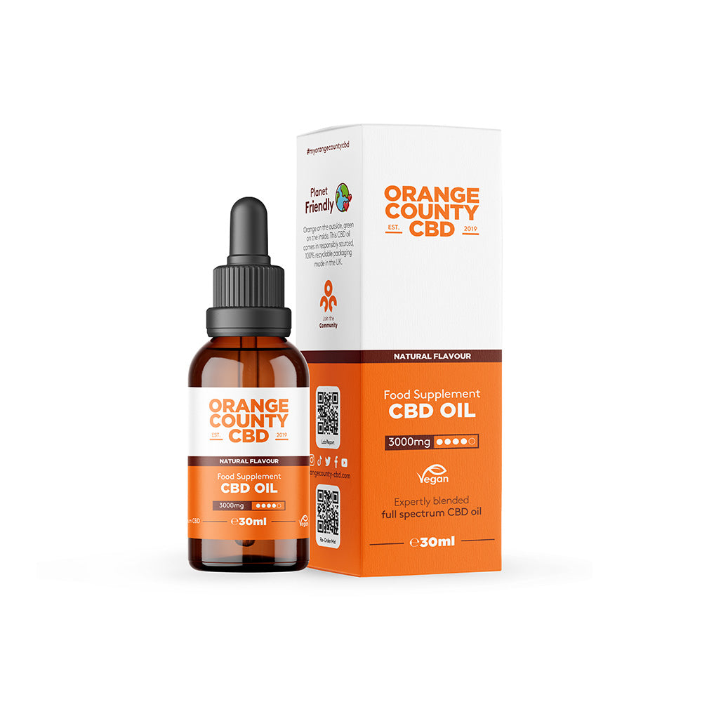 Orange County Full Spectrum CBD oil Natural Flavour 500mg, 1000mg, 1500mg & 3000mg